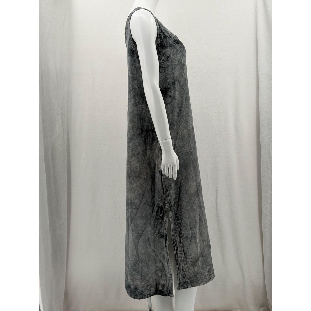 Oh My Gauze Dress Womens 1 Small‎ Medium Gray Sleeveless Midi Gauzy Lagenlook - Picture 3 of 10